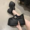 Fashion 8CM Women's Platform Slip-On Shoes Thick Bottom New Summer Hollow Leather Chunky Sneakers Breathable Outdoor High Heels Sandals