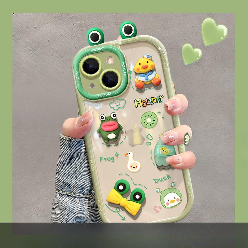 Applicable To Apple 14promax Mobile Phone Case for Women IPhone 13 Cute Funny Three-dimensional Frog Doll 12 Soft
