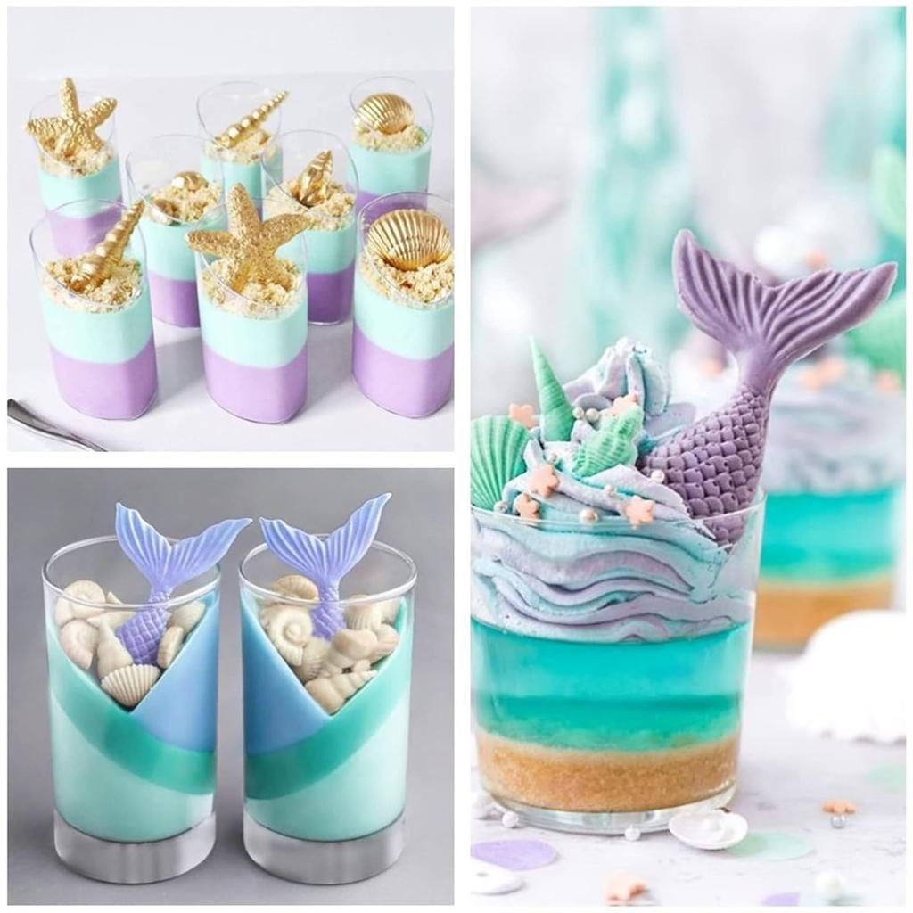 Mermaid Theme Cake Fondant Mold 3pcs Mermaid Tail Under the Sea Silicone Baking Mold forChocolate Candy Cake Decoration