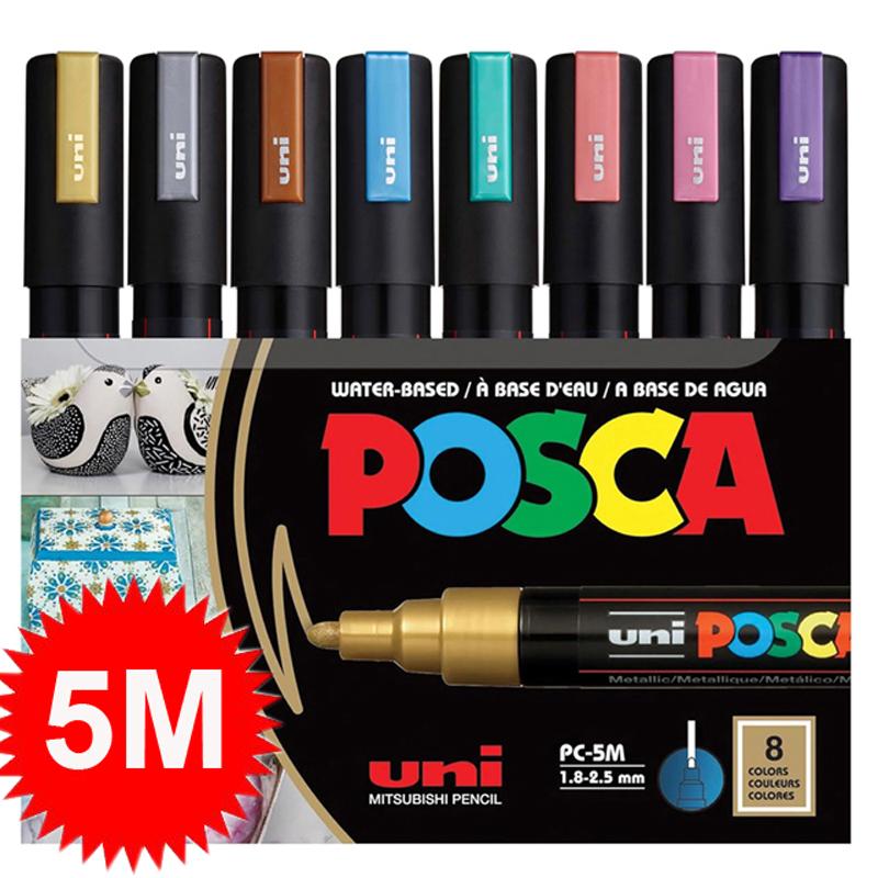 Japan Uni POSCA Markers Set Water-Based Acrylic Paint Pen Rock Painting PC-1M PC-3M PC-5M PC-8K PC-17K Full Colors Range Drawing