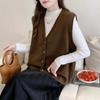 Women's Knitted Sweater Vest Loose Cardigan Sleeveless Versatile Shoulder Sweater Autumn and Winter