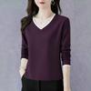 Pure Cotton Long-sleeved T-shirt Women's V-neck Bottoming Shirt Autumn 2025 New Style Loose Casual Top