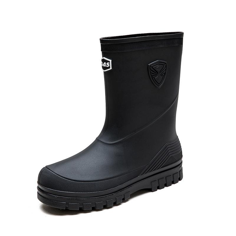 Bundle rain shoes men's medium tube non-slip waterproof shoes platform rain boots outdoor water boots thermal rubber shoes men's fashion