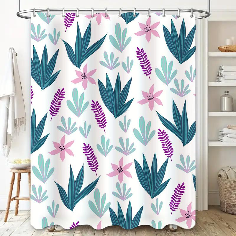 Blue Green Pink Lavender Floral Shower Curtain Waterproof Decorative Bathroom Accessories Modern Home Interior Design