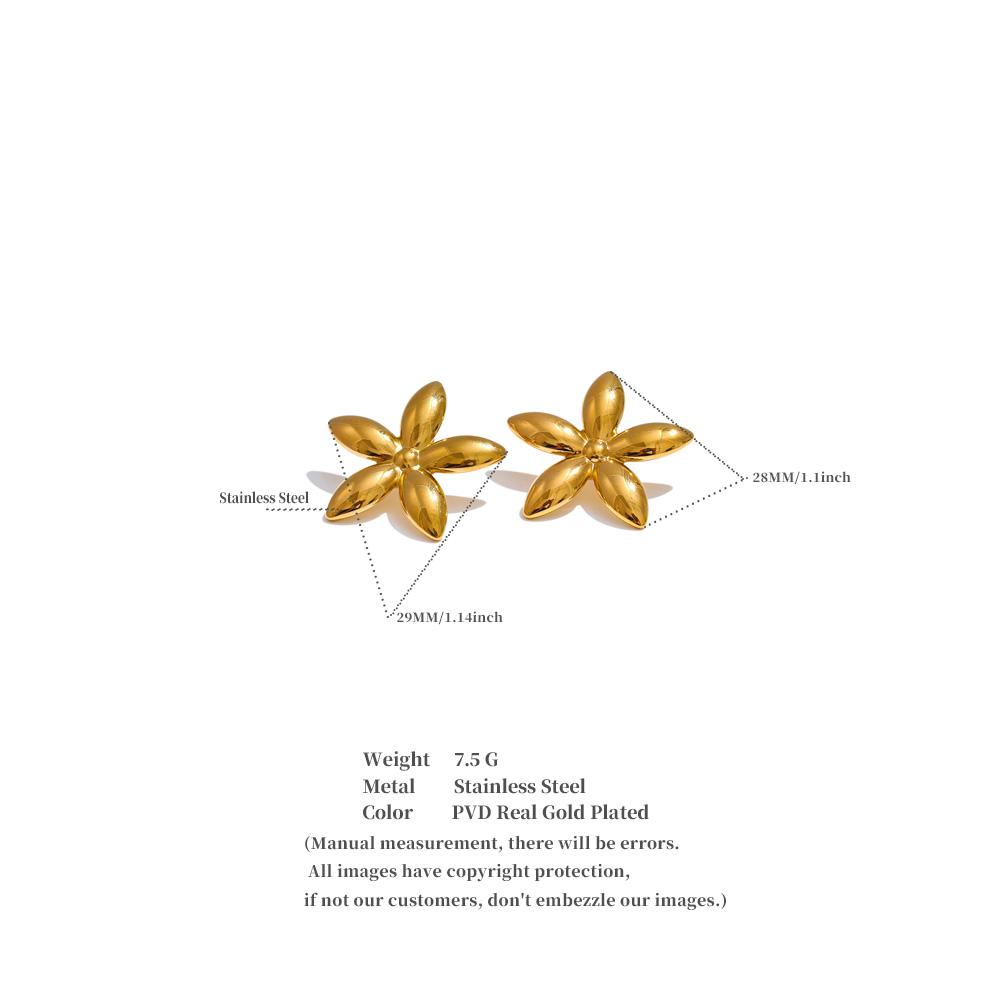 Eetit Trending Stainless Steel Metal Flower Stud Earrings for Women Prevent Allergy Metal Daily Summer Jewelry Accessories