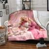 1pc Tea Party Flannel Blanket Soft Warm Throw for Home, Office, Travel, All-Season Cozy Bedding GiftL1035