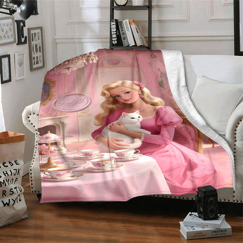 1pc Tea Party Flannel Blanket Soft Warm Throw for Home, Office, Travel, All-Season Cozy Bedding GiftL1035