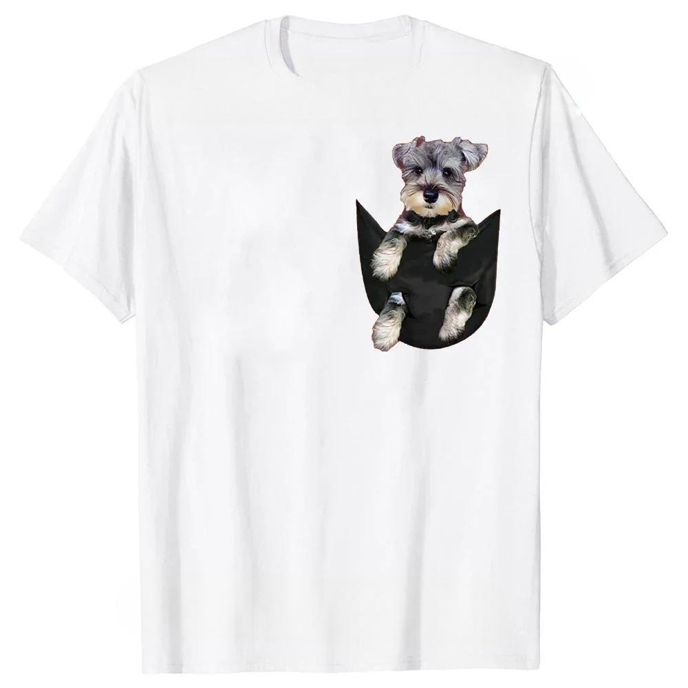 Novelty Awesome Schnauzer Dog In Pocket T Shirts Graphic Streetwear Short Sleeve Birthday Gifts Summer Style Tshirt