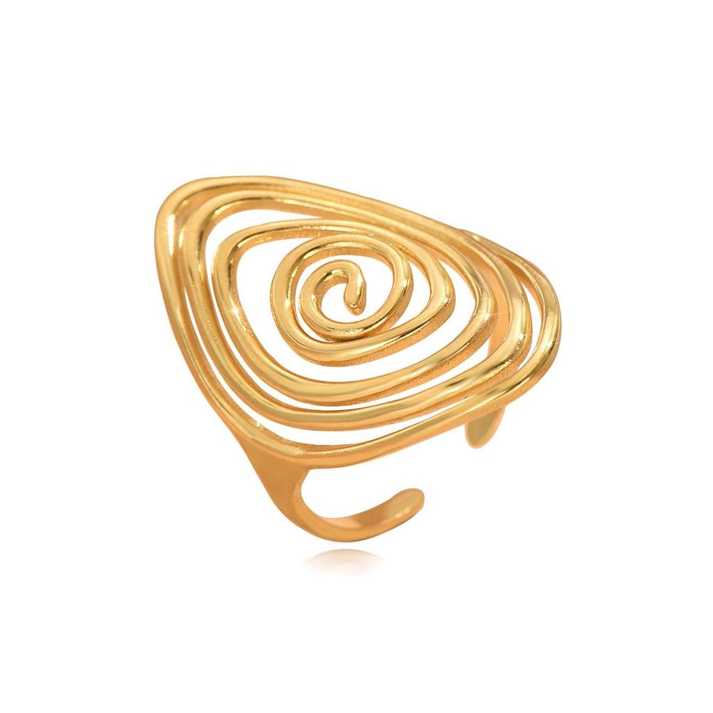 Adjustable Stainless Steel Geometric Spiral Ring for Women
