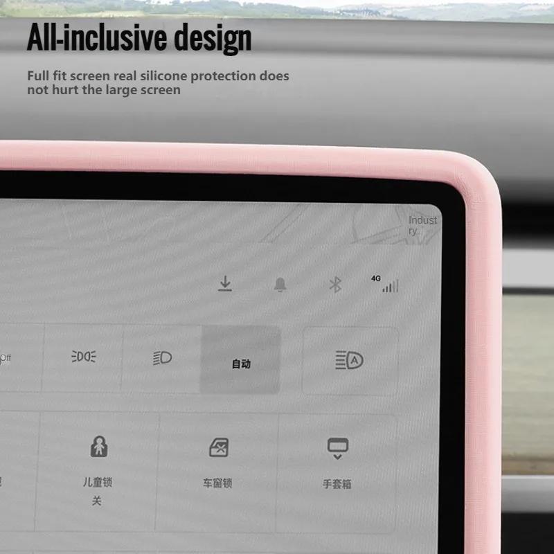 Pentru Tesla Model 3/Y, cadru de protecție din silicon, capac de margine, ecran de control central, ecran de navigație, accesorii pentru mașină Zr