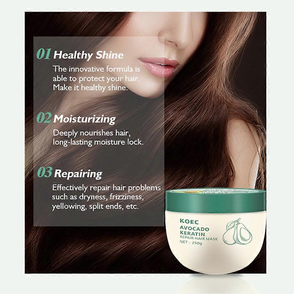 250g Avocado Keratin Hair Mask - Nourishes, Smoothes &amp; Repairs Hair, Deep Conditioning Treatment for Soft, Healthy Hair