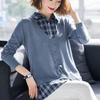 Klassischer Strickpullover für Damen mit V-Ausschnitt und Bindeband, Faux-Zweiteiler, Herbst/Winter, locker, langärmlig, Damen-Basisshirt, trendy