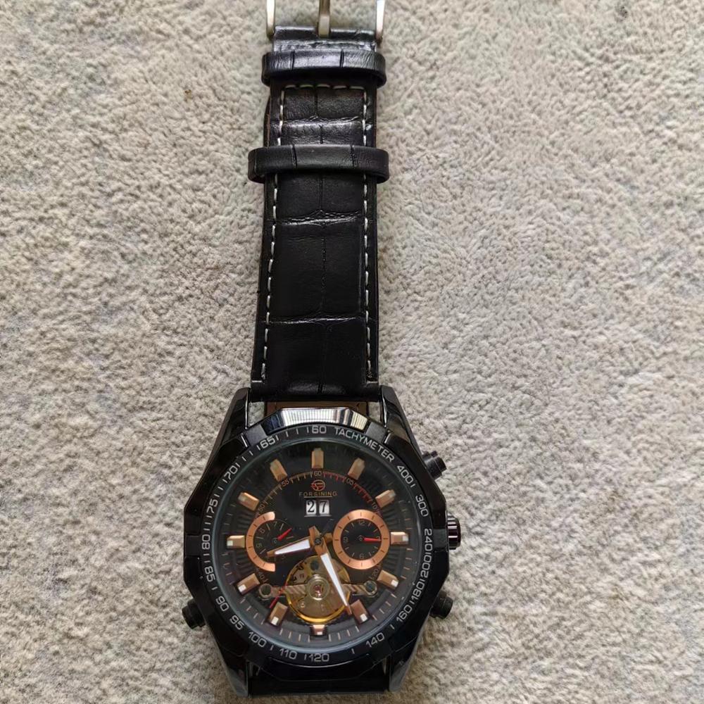 New Black Men Watches Automatic Mechanical Watch Tourbillon Clock Genuine Leather Waterproof Watch Men Military Wristwatch Man
