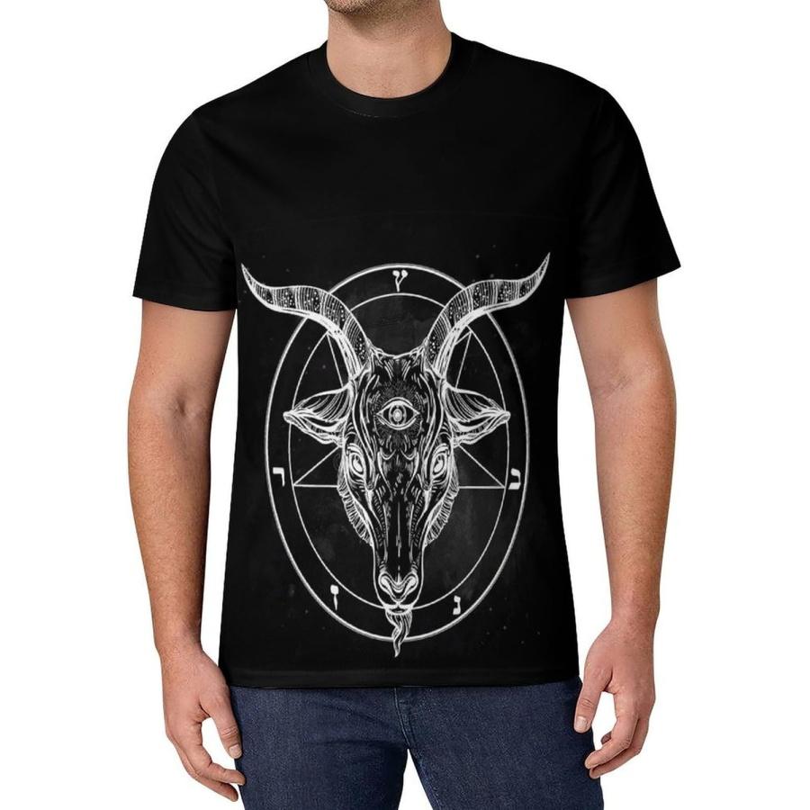 

Pentagram with Demon Baphomet Satanic Goat Classic Fit Short Sleeve T-Shirt Crew Neck Tee Tops with Printed Pattern for Men XXXXXL різнокольоровий