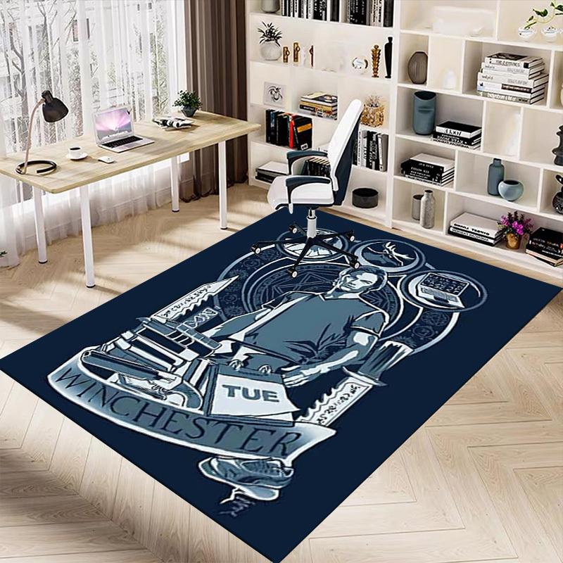 1pc Supernatural Winchester Home Office, Durable Polyester Floor Mat with Easy, Office Decor, Urban Style, Nonslip Backing, Highquality Fabric