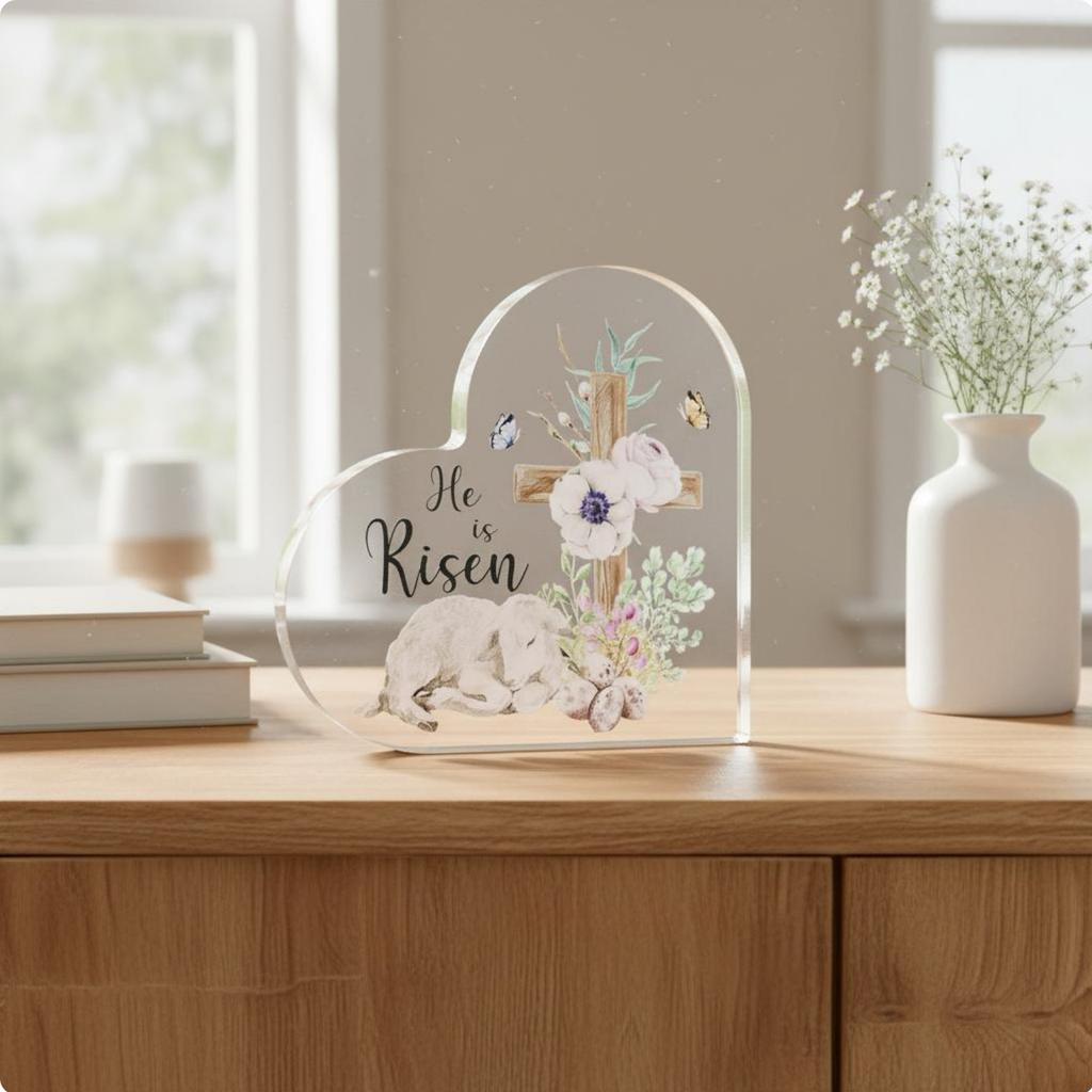 Heart Shaped Acrylic Plaque Colorfast Resistant Acrylic Heart Keepsake Transparent Memorial Block Brilliant Printing