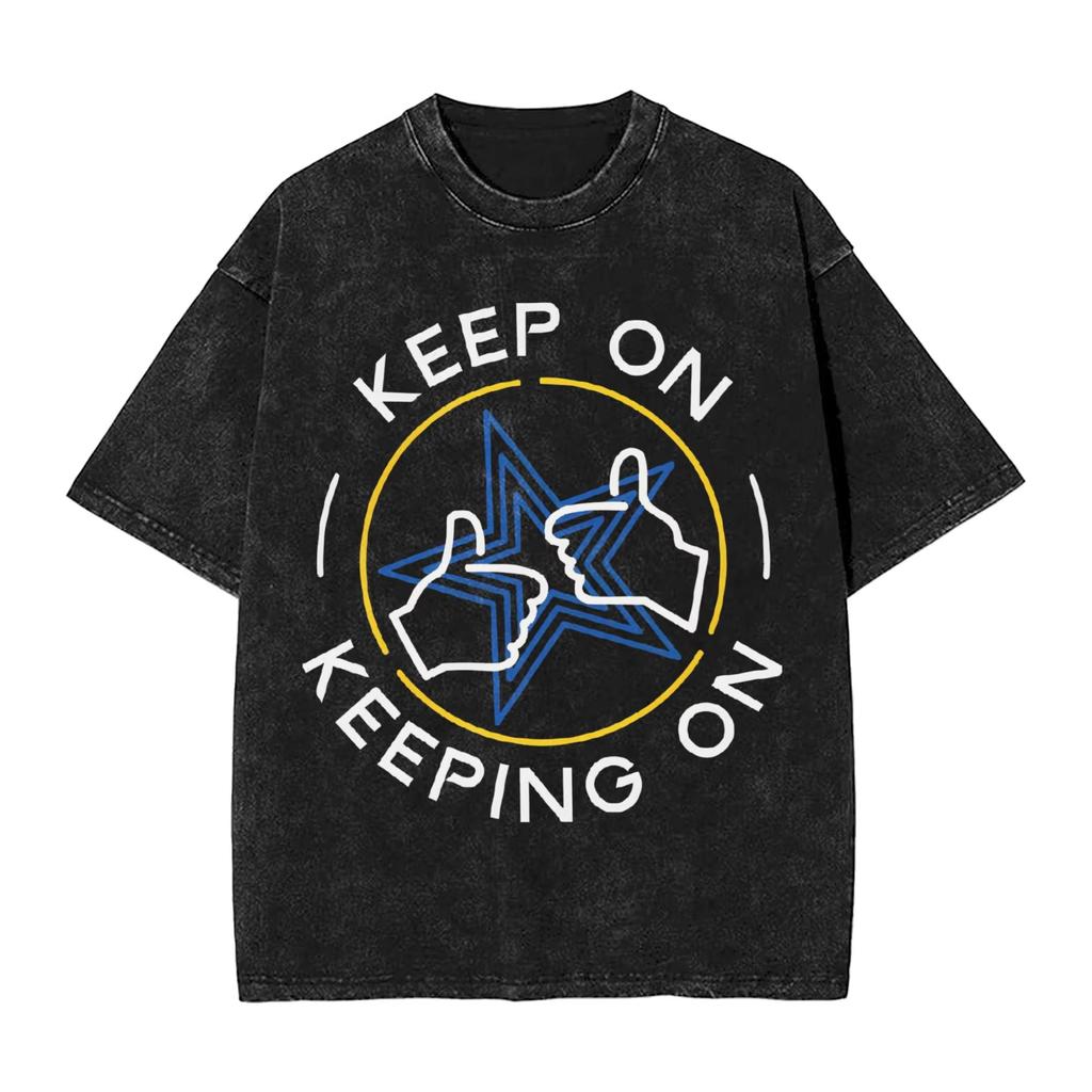 Unisex Cotton Short Sleeve Top Harajuku Hip Hop Washed T-shirt With Keep Print From Death Stranding T-shirt