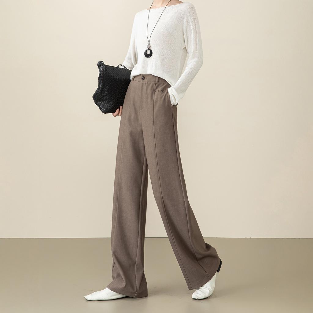 Acetate Wool Wide-Leg Pants Women'S Autumn New Drape Loose Women'S Casual Pants High Waist And Thin Straight Trousers
