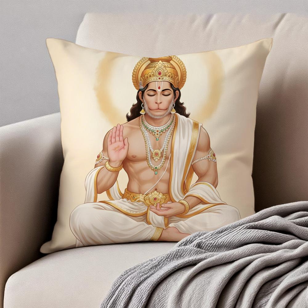 Classical traditional HHanuman Cushion Cover Pillowcase Antidustmite Invisible Zipper Short Plush Sofa Cushion