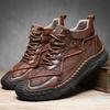 Men's Leather Casual Shoes Handmade  Soft  Working Shoes Leather Ankle Boots Large Size Driving Moccasins Shoes