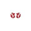 Cute Female Red Enamel Fox Stud Earrings Silver Color Wedding  For Women