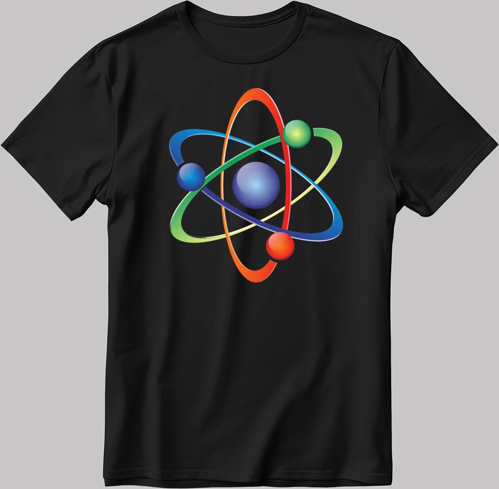 Science Logo Atom Short Sleeve White-Black Men s / Women s T-Shirt N562 4XL