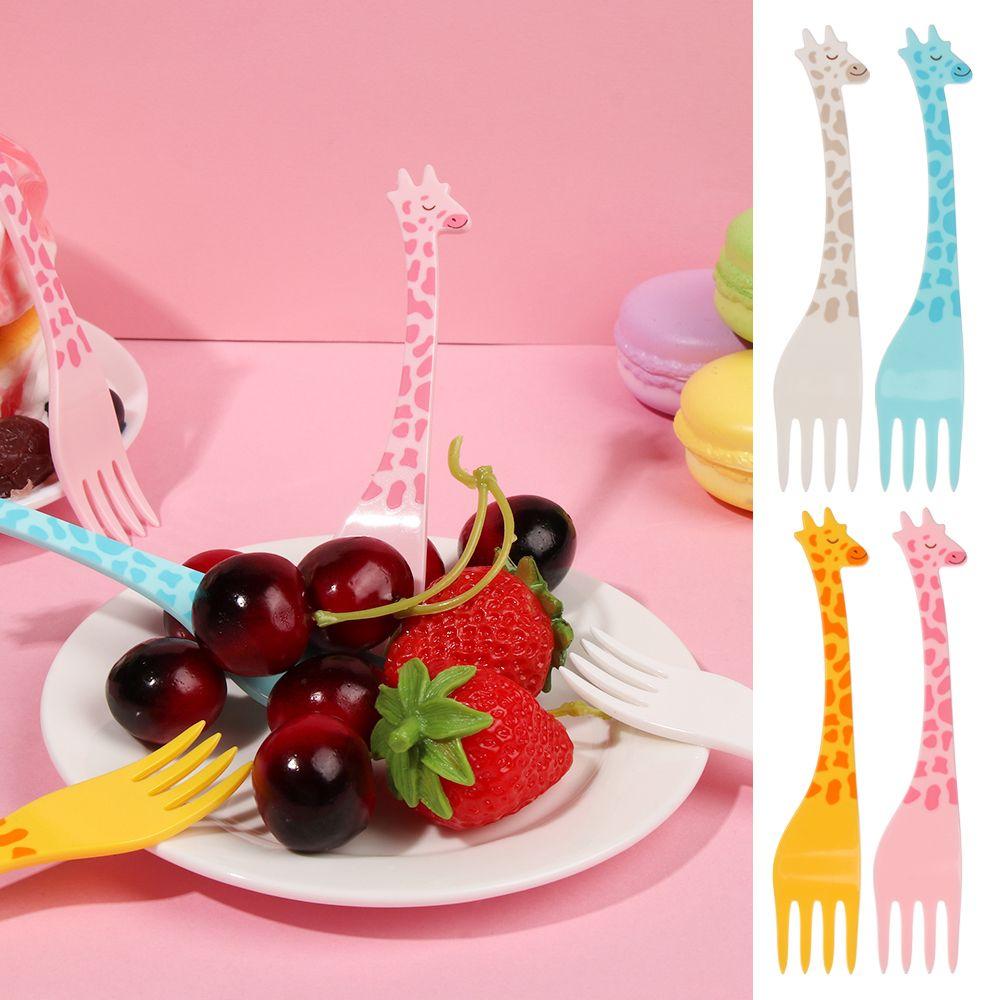 

Plastic Children Snack Cake Dessert Fruit Tableware 12 Pcs/Set Cartoon Giraffe