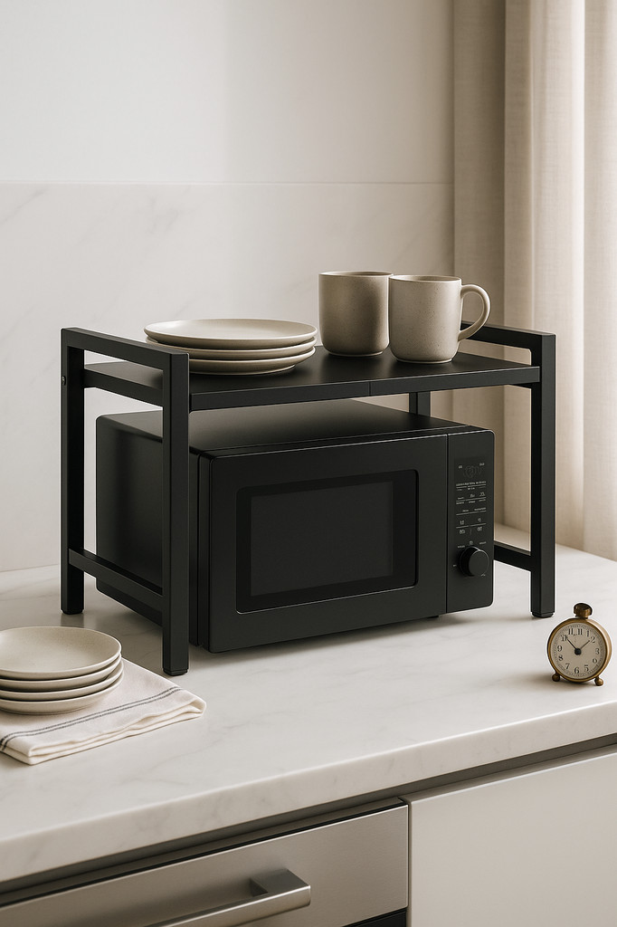 1pc Expandable 42-64cm Microwave Shelf Organizer, Moisture And Rust Proof Microwave Countertop Organizer,Tableware Storage