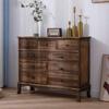 American Retro Country Solid Wood Storage Cabinet: Seven-Drawer Chest for Living Room or Bedroom.