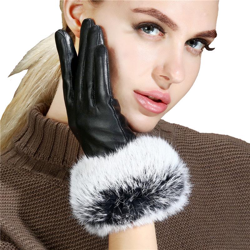 Women’s Winter Touchscreen Sheepskin Gloves - Warm, Windproof, Fur-Lined for Driving, Skiing, Riding