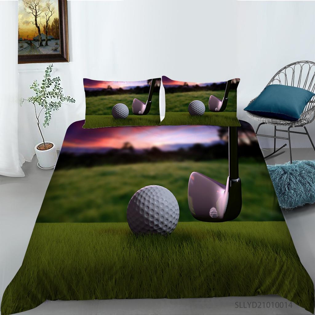 Golf Series Digital Printing Bedding Two Or Three-Piece Set Polyester Cocoa