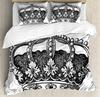 Skull Duvet Cover Set Queen 3 Pcs Black Beauty Pattern Bedding Halloween Decor Comforter Cover Set,Soft Microfiber Bedding Set