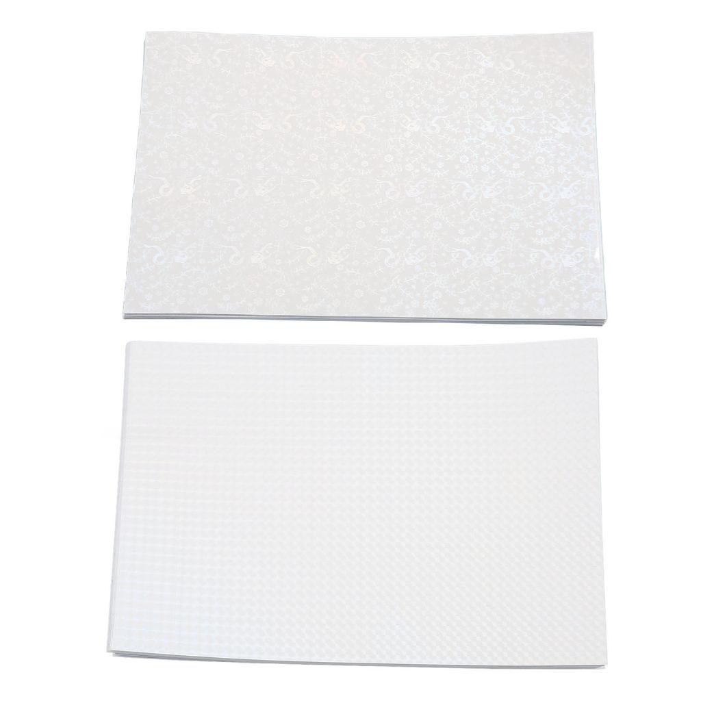 50 Sheets A4 Holographic Cold Laminate Sheet Cuttable Waterproof DIY Self Adhesive Laminating Film F