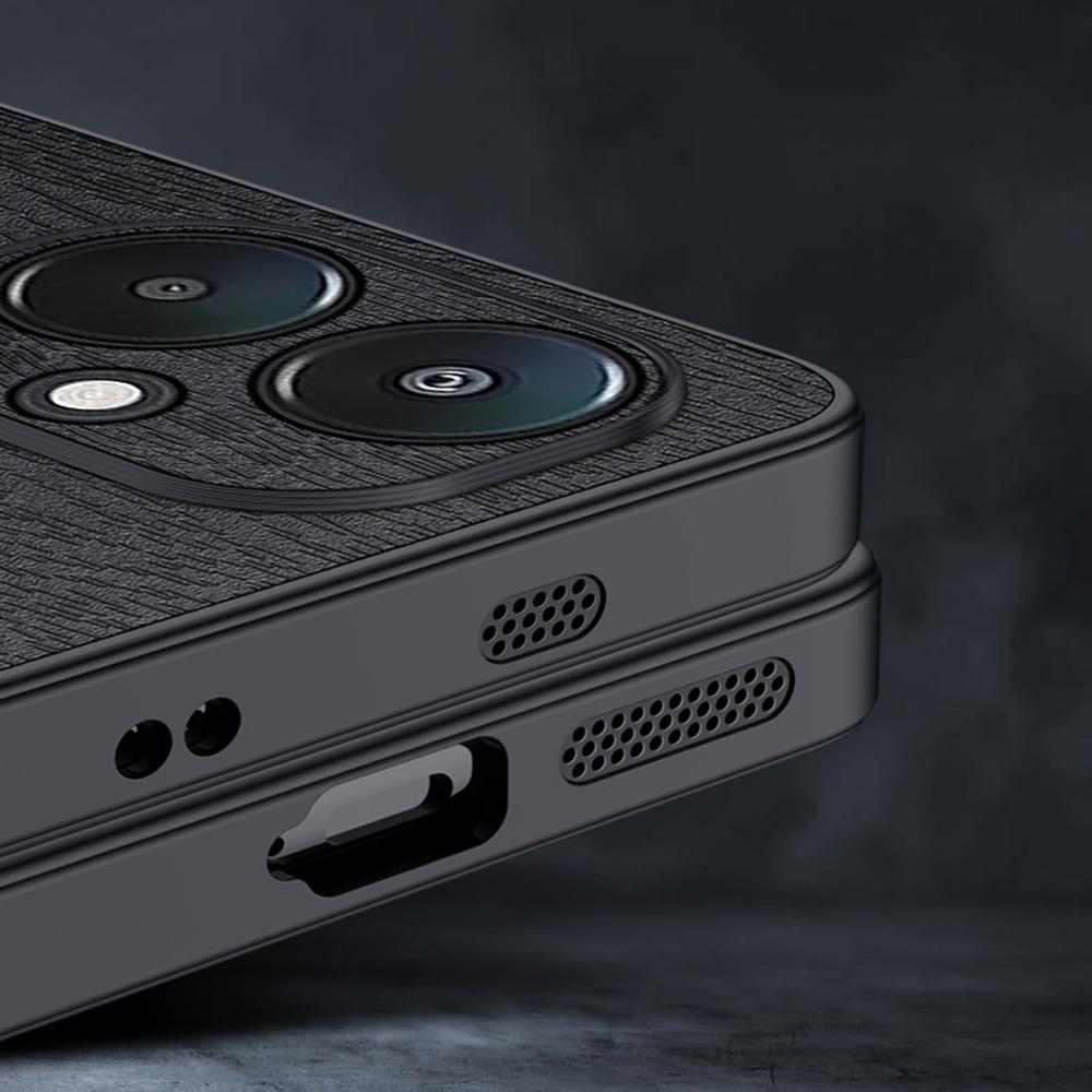 For Xiaomi Redmi 13C 5G/13R 5G/Poco M6 5G Case Leather+PC+TPU Wood Texture Phone Cover