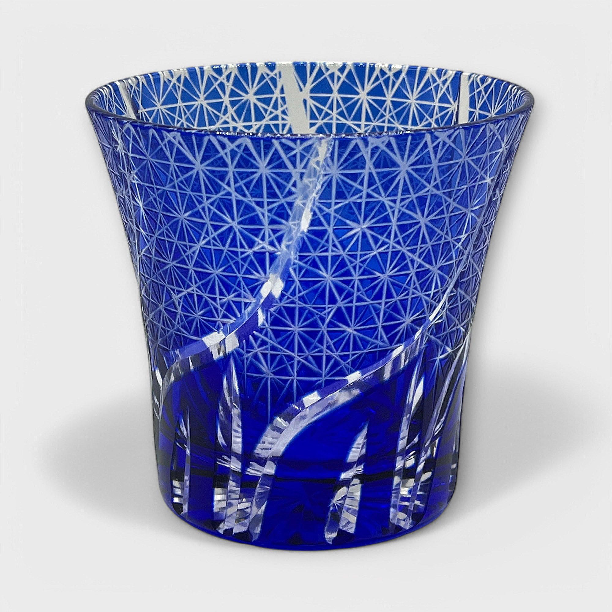 

[QD326] Kiriko Glass Tumbler Rock Glass Cobalt Blue Dishwasher Safe Beer Cup