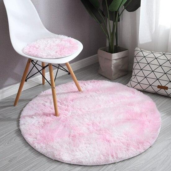 Round Plush Carpet Gradient Color Rug For Living Room Bedroom Rugs Christmas Fur Mats Modern Carpet