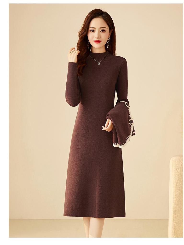 Goddess Style Knitted Two-Piece Set: Mid-Length Long-Sleeve Dress for Fall/Winter 2025