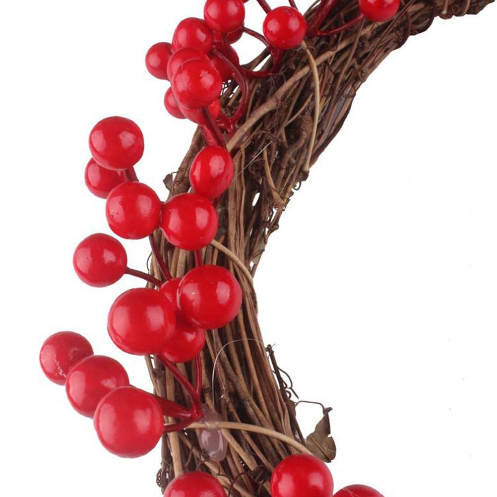 Christmas Simulation Berry Wreath Red Beaded 35Cm Artificial Berry Ring Festive Ornament for Thanksgiving Fall Wedding Home