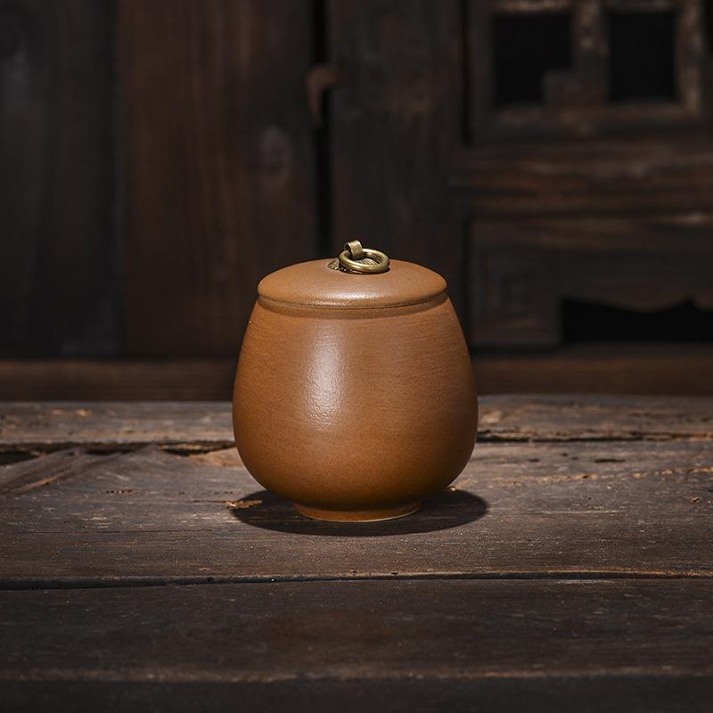 Creative Tea Jar Ceramic Coffee Food Sealed Jar Household Moisture-proof Storage Box Portable Travel Box Storage Container Home