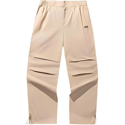 Pantalones Casuales Unisex de Color Sólido de Cintura Media Transpirables Versátiles de Pierna Recta Sueltos Planet-Brown 172528501-1