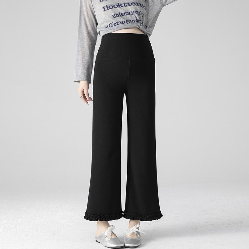

2026 Women s Maternity Lace Wide-Leg Pants - Spring/Summer Flowy Straight-Leg Design Double Extra Large чорний