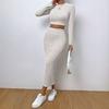 Women's Spring Casual Fashion Crew Neck Long Sleeve Bodycon Knit Set