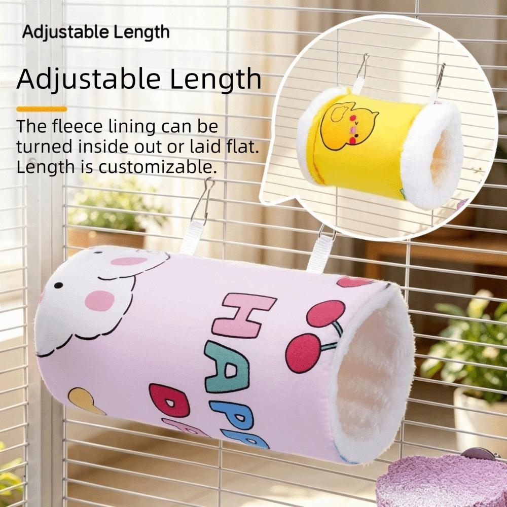 Cartoon Pattern Hamster Plush Tunnel Thickened Guinea Pig Hideout Small Animal Hammock Interactive
