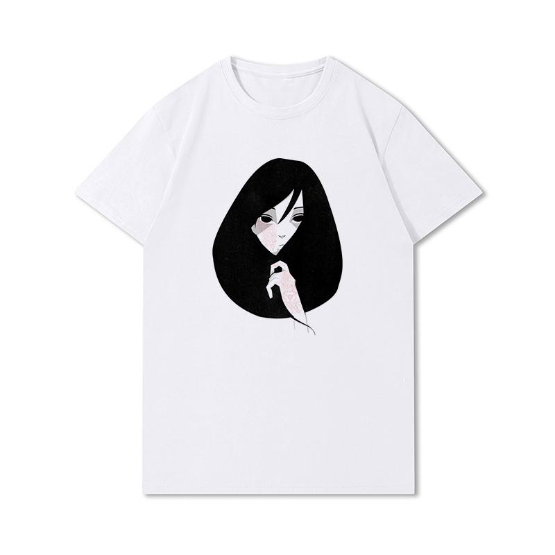 S-3XL 100 Fantasie Harajuku Grafica Estiva Bianca Magliette Donna Stampate Casual Maniche Corte Top Girocollo