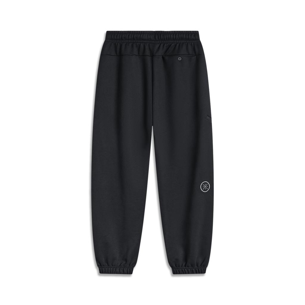 Pantaloni casual largi cu litere simple Li Ning Wade Series pentru bărbați, negri AKLU213-1