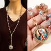 [HF][HS]1Pc Virgin Mary/st Benedict Rosary Beads Necklace For Women Men Catholic Jesus Christ Cross Crucifix Pendant Long Chain