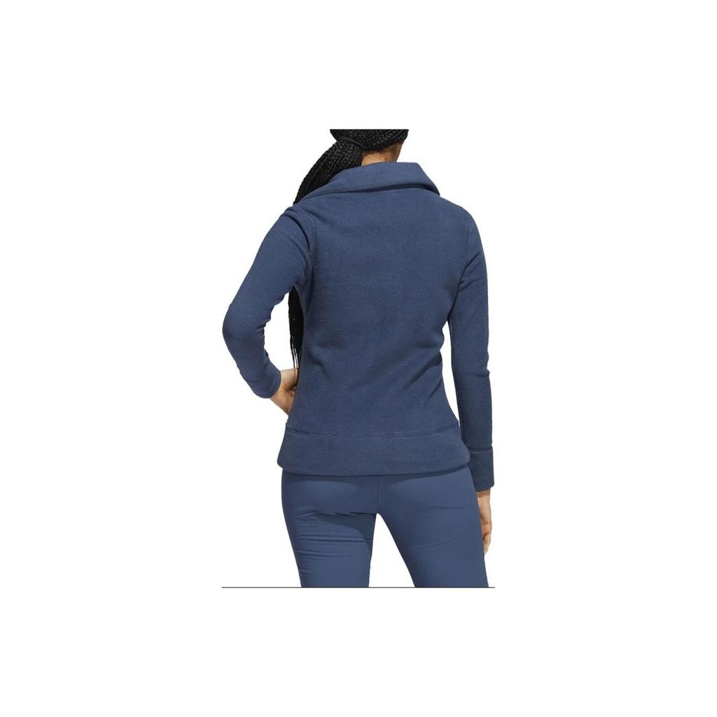 Adidas Womens Solid Color Drawstring Collar Loose Jacket Women Jacket Navy-Blue HG6989