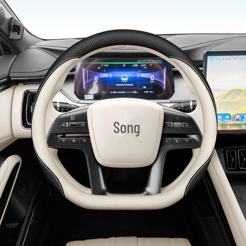 BYD Song L DM-i Nappaleder Lenkradabdeckung - Ultradünn, Rutschfest, Schweißbeständig, Ganzjahres