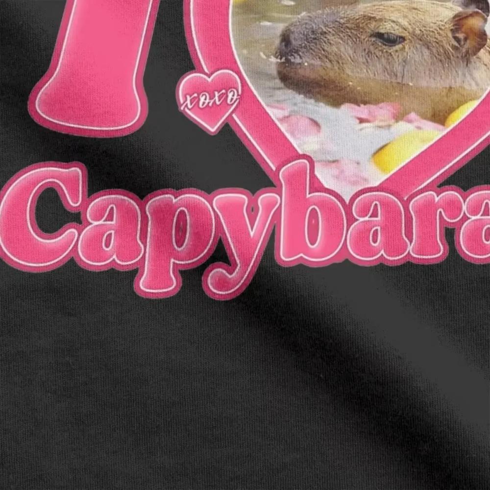 Novelty I Love Capybaras T-Shirt for Men Crew Neck Pure Cotton T Shirts Short Sleeve Tees Original Clothing