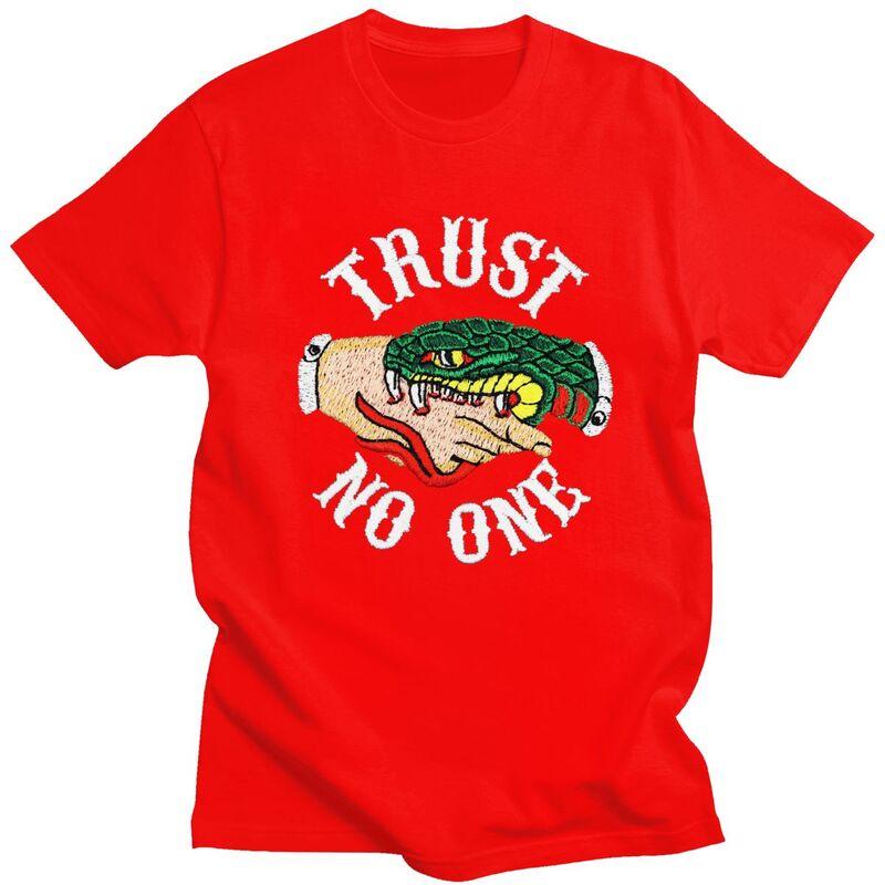 Custom Trust No One T Shirts for Men 100 Cotton Tees Tshirts ShortSleeve Fashion Tshirt
